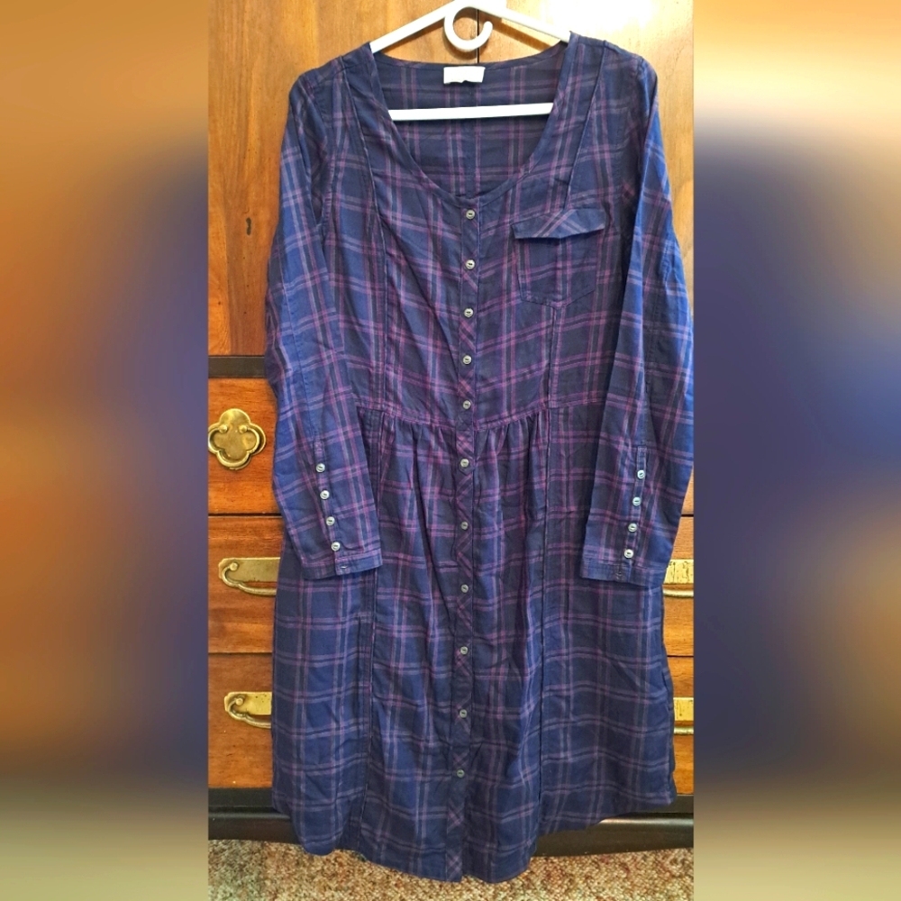 WRAP LONDON Plaid Button-Down Dress - Blue and Purple